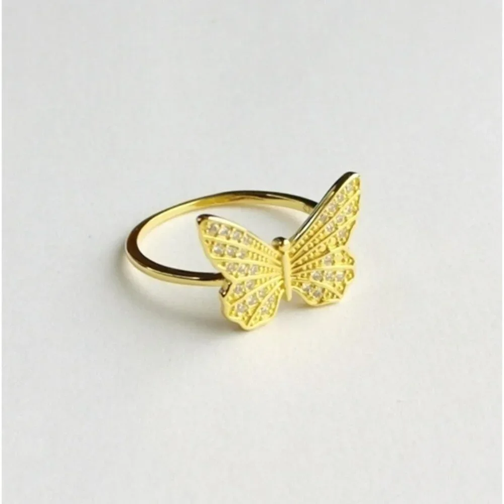 14k gold CZ Butterfly  Ring  size 7